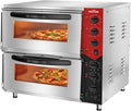 CROSSON Professional Doppel Pizzaofen mit 50 * 50 CM, 6000 W, 30-Minuten-Timer, Elektrischer Pizzaofen aus Edelstahl Temperatur bis 350