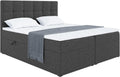 MEBLINI Boxspringbett, Polsterbett mit Stauraum, 140 × 200, Stauraumbett, H3/Dunkelgrau Webstoff