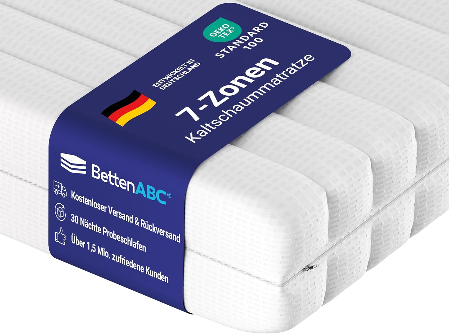 Betten-ABC, 140 × 200 cm (H3), Matratze (KSP-500), 7-Zonen Matratze aus Kaltschaum, verstellbar