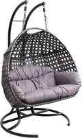 Allpax Doppel-Hängesessel, bis 300 kg, Korb aus Polyrattan mit Gestell und Sitzkissen, verstellbar, wetterbeständig
