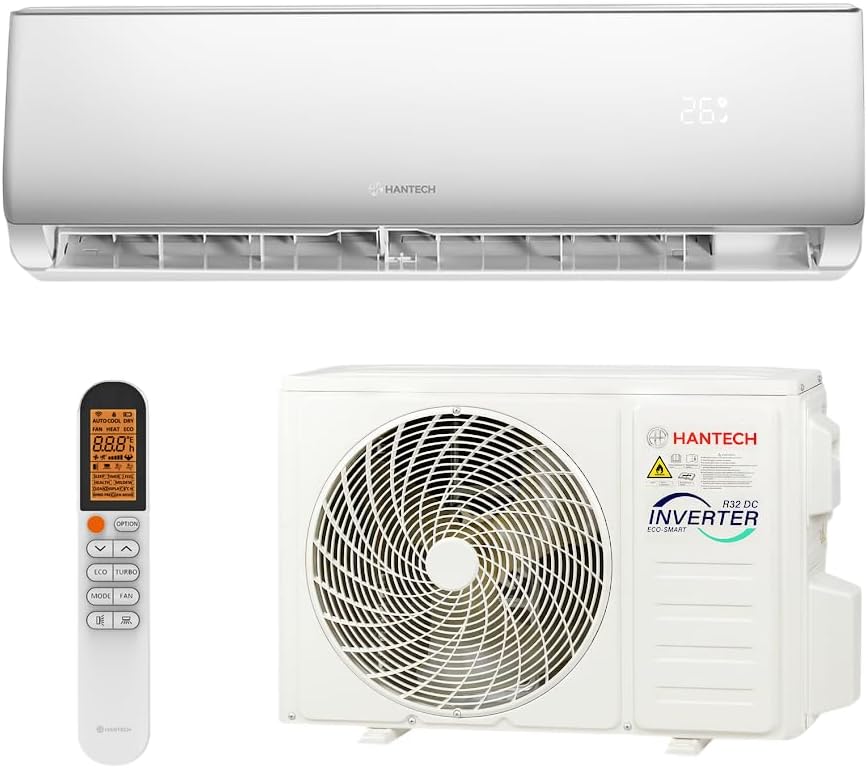 HANTECH Split Klimaanlage, 18000 BTU, 5,1 kW, 22 dB, Klimagerät mit App-Funktion zum Kühlen und Heizen, Fernbedienung, App-Steuerung, Inverter