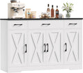 HOCSOK Sideboard, 140 cm Breit Küchenschrank mit 2 Verstellbaren Regalen, Stauraum, Buffetschrank mit 3 Schubladen 4 Türen, wasserbeständig