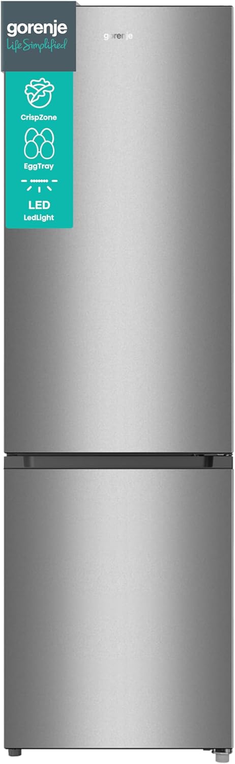 Gorenje RK 4182 PS4 Kühl-Gefrierkombination, 198 l Kühlteil und 66 l Gefrierteil, 180 cm hoch, 39 dB, CrispZone, LED, Grau