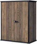 Keter Signature Gartenschrank aus wetterfestem Kunststoff mit Metallverstärkung 14, 1400 Liter, Stauraum, Walnuss Holz-Design
