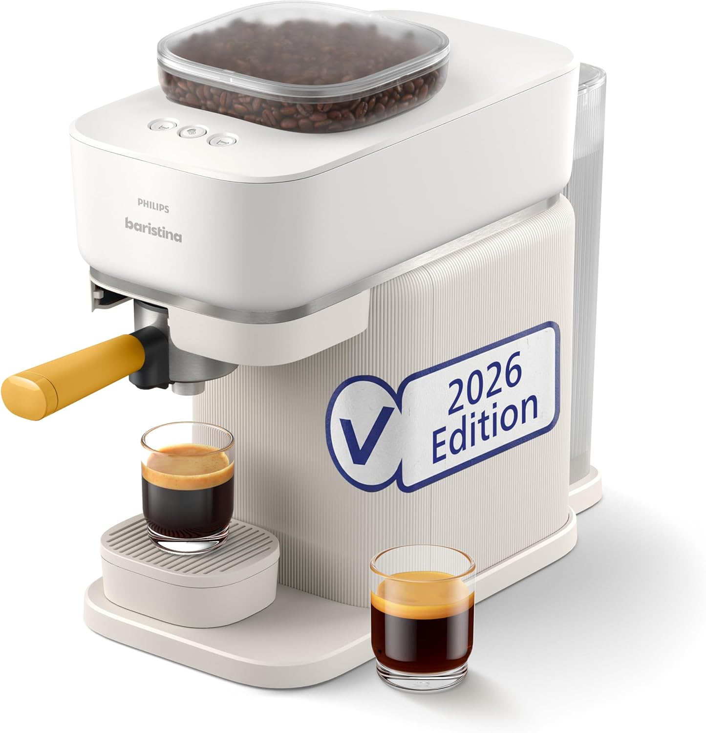 Philips Baristina Espressomaschine, Stauraum, 16 Bar, Naturweiß/Mangogelb (BAR305/03)