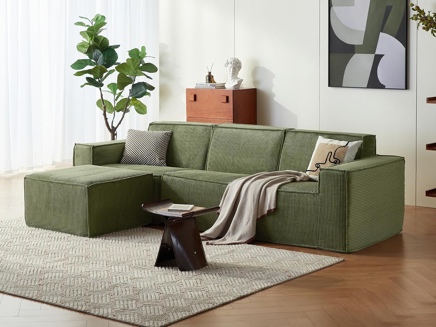 LINSY HOME Ecksofa, 266 cm Modulares Schlafsofa, 3 Sitze mit Ottomane)