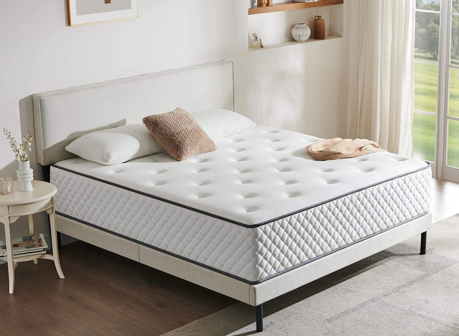 Matratze 140 × 200 cm, Rollmatratze Höhe 22 cm, Taschenfederkernmatratze Härtegrad H3 mittelfest, 7 Zonen Matratzen mit Komfortschaum