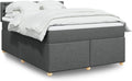 vidaXL Boxspringbett, Dunkelgrau 140 × 200 cm Stoff, Doppelbett mit LED Matratze Matratzenauflage
