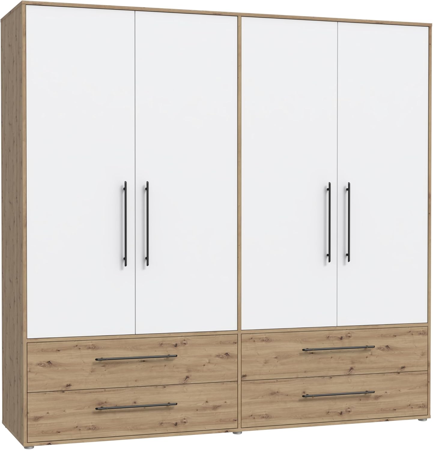 FORTE Jupiter Schrank, 206 cm breit x 59 cm tief x 200 cm hoch, einer maximalen Tragfähigkeit von 3 kg, Stauraum, 4-türig