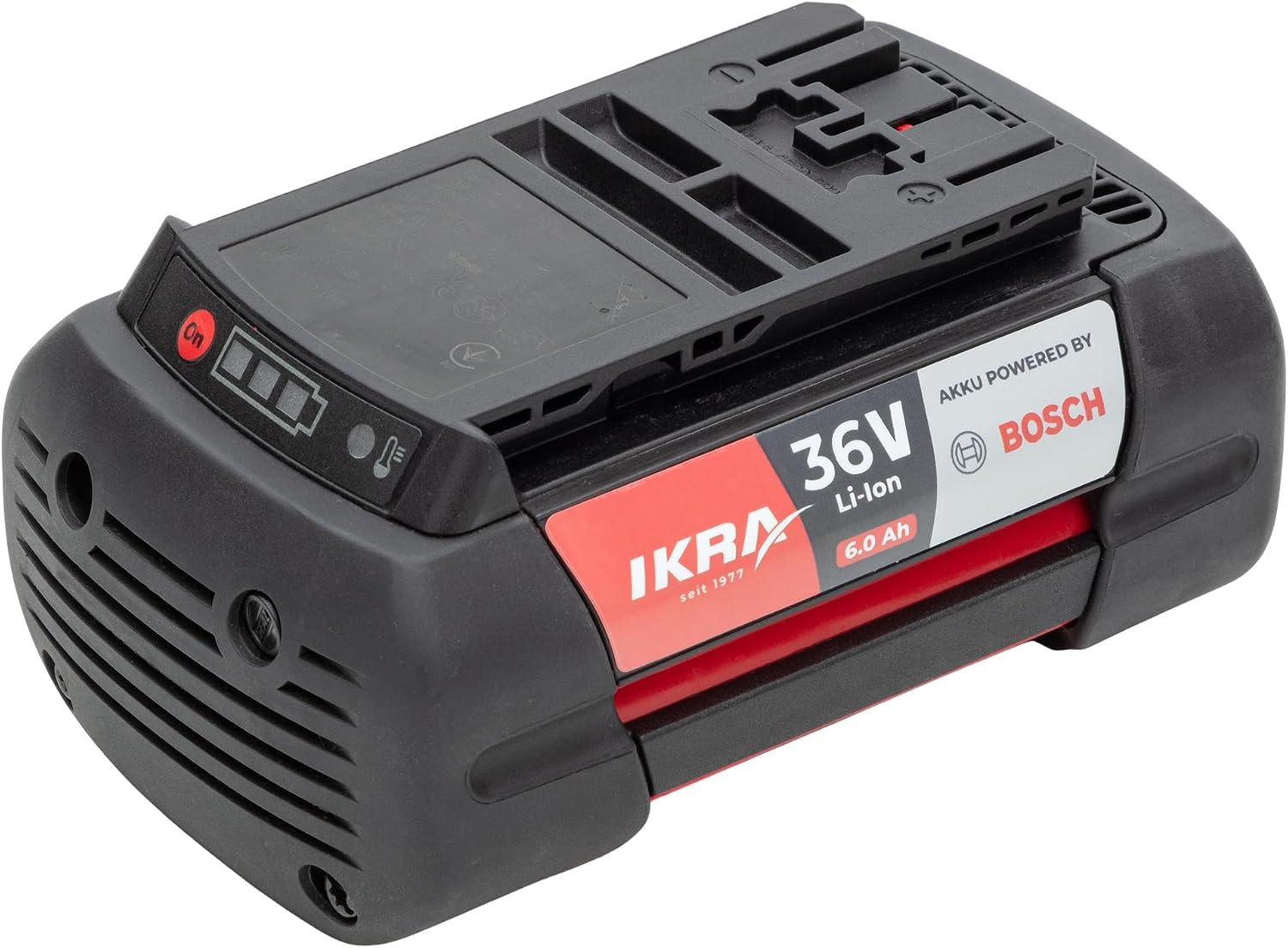 IKRA 36 Volt 6,0Ah Li-Ion Akku Ersatzakku Typ LI Tisch, LED-Anzeige, 216Wh, kompatibel mit Bosch 36V Geräten