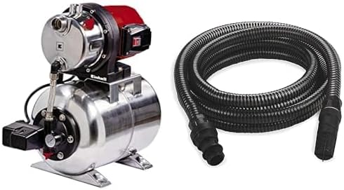 Einhell GC-WW 1250 NN Hauswasserwerk mit selbstansaugender Gartenpumpe, 1.200 W, 5.000 l/h, bis 5 bar, 20-l-Edelstahlkessel, 4-m-Saugschlauch