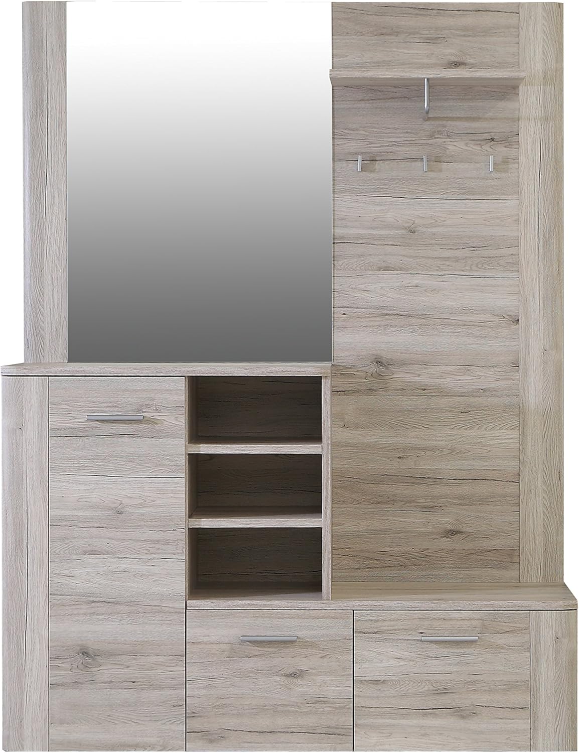 Forte BIG BANG Garderobe 150 160 Schrank, 155,19 cm breit x 41,6 cm tief x 200 cm hoch, Holzwerkstoff, Sandeiche Holzdekor