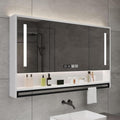 Badezimmerspiegel 3 Türen Badezimmerspiegelschrank Mit LED-Leuchten Wandmontierter, 100 cm, Stauraum, verstellbar