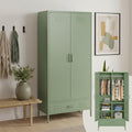 skølm Atria Kleiderschrank, Metallkleiderschrank 80 cm breit, Stauraum, Metallschrank mit 6 Fächern, 2 Kleiderstangen & 1 Schublade, verstellbar