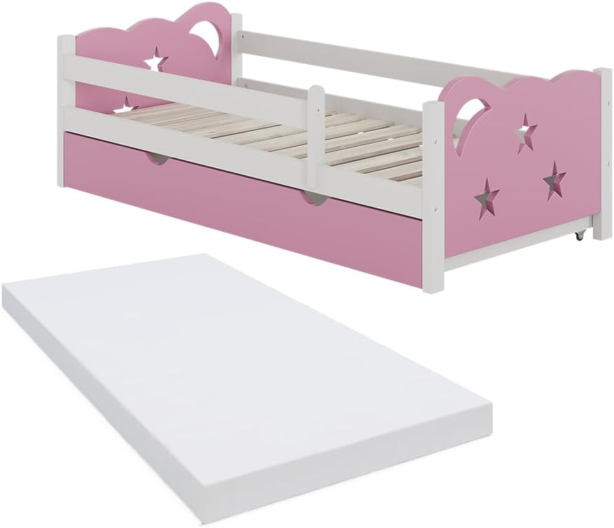 VitaliSpa Kinderbett Jessica, 80 × 160 cm mit Schublade und Matratze, Stauraum