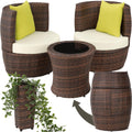 tectake Rattan Set 2 Personen, Balkonmöbel, Aluminium Gartenmöbel, Stauraum, Outdoor Sitzgruppe mit 2X Stuhl, 1 Beistelltisch rund, wetterbeständig