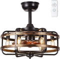 Deckenventilator mit Beleuchtung, Käfig-Deckenventilator Industrie Retro Schwarz mit Fernbedienung, Timer, Vor- und Rücklauf, dimmbares Licht