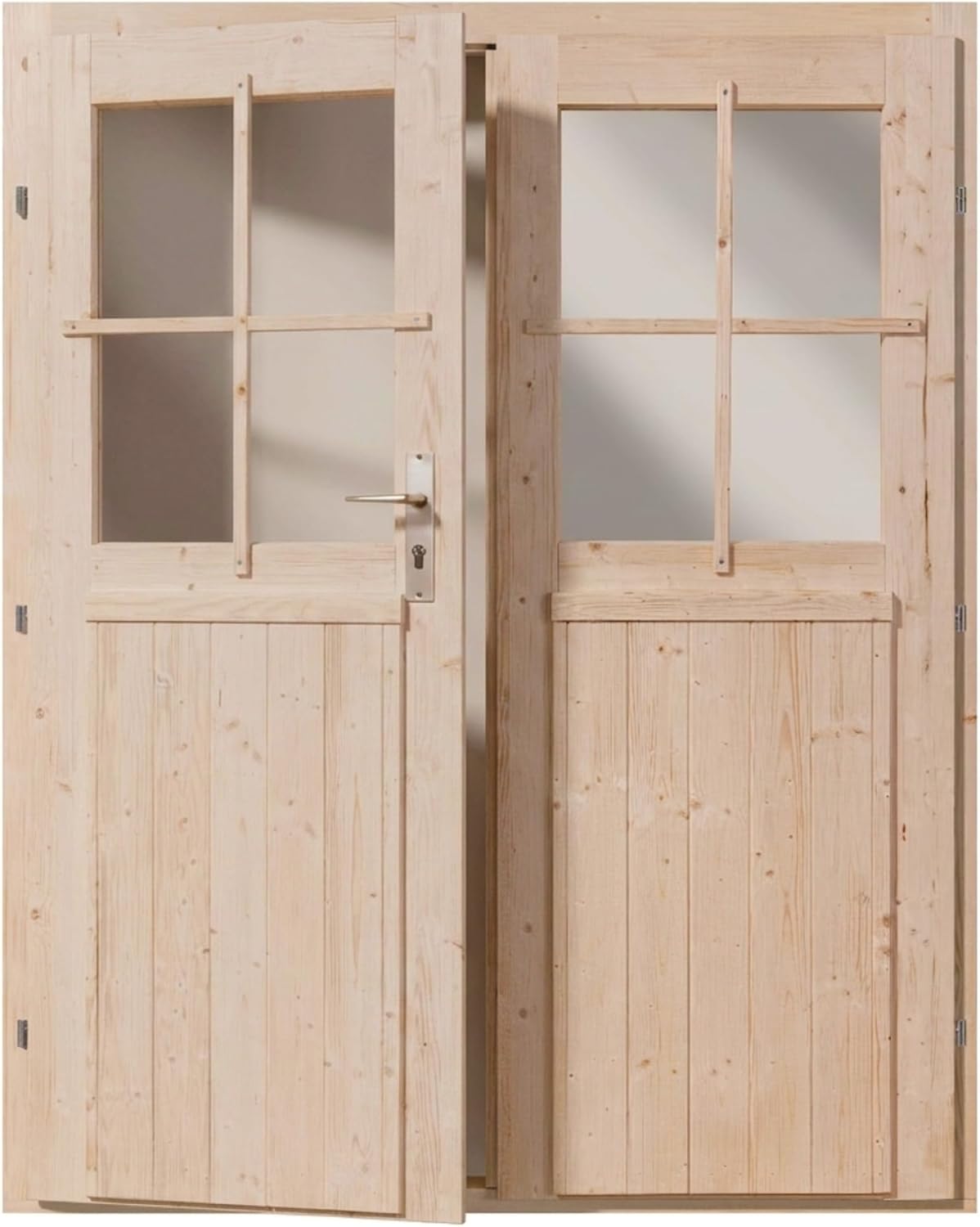 Gartenhaus Tür Holz nordische Fichte, 141 × 177 cm, Gartenhaus Tür für Geräteschuppen Holztür außen für Werkstatt, 28 mm Wandstärke