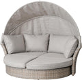 Riess Ambiente Drehbare Sonneninsel Seattle, 195 cm, Sonnendach inkl. Kissen Polyrattan Gartenliege Lounge