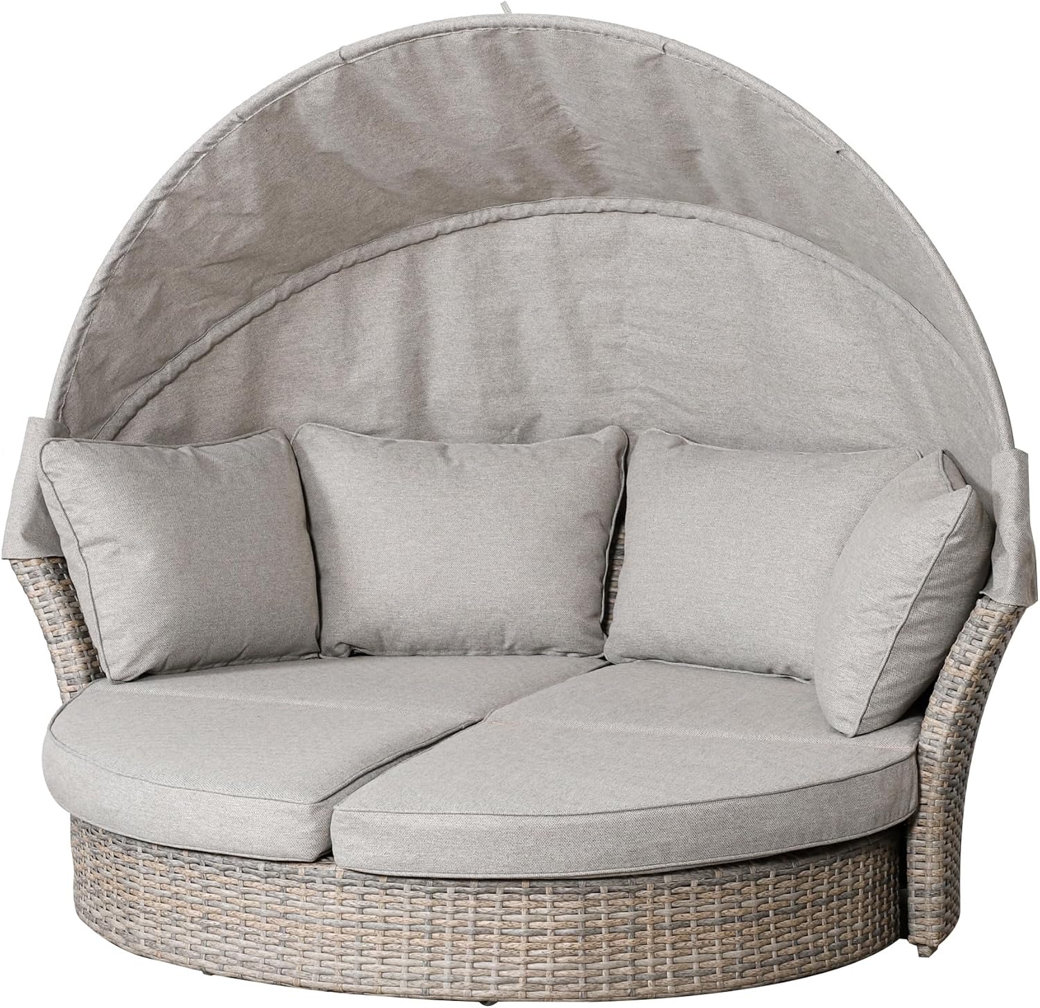 Riess Ambiente Drehbare Sonneninsel Seattle, 195 cm, Sonnendach inkl. Kissen Polyrattan Gartenliege Lounge