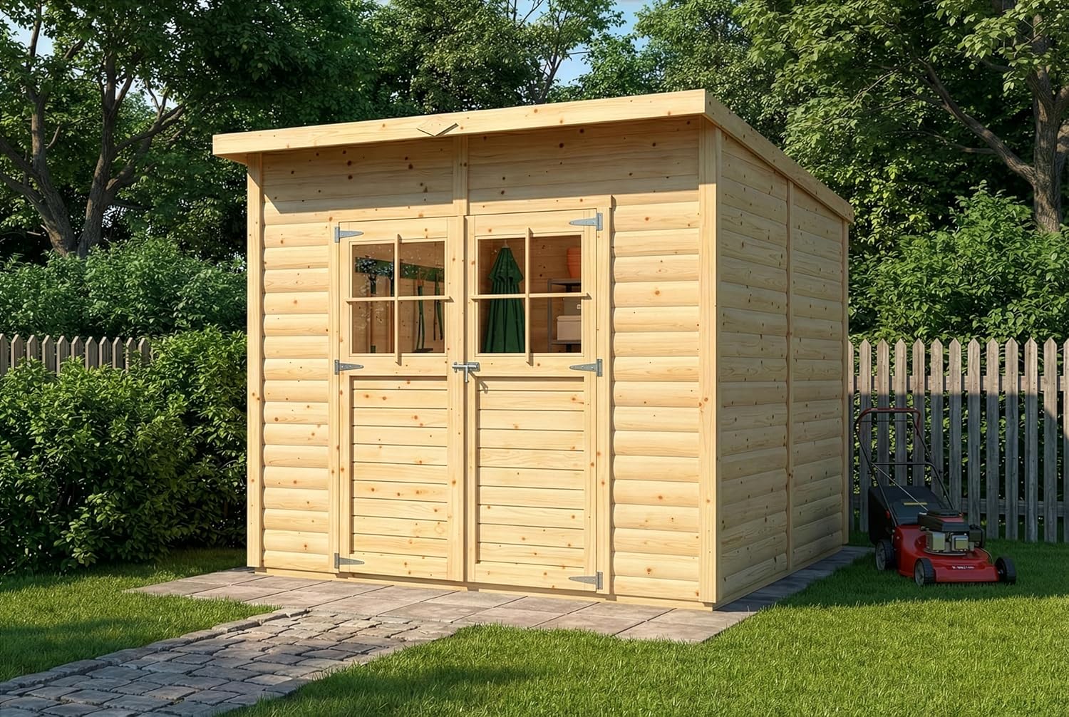 Alpholz Gerätehaus, Stauraum, 19 mm stabiler Elementbauweise, Sicherheitsüberwurf: ca