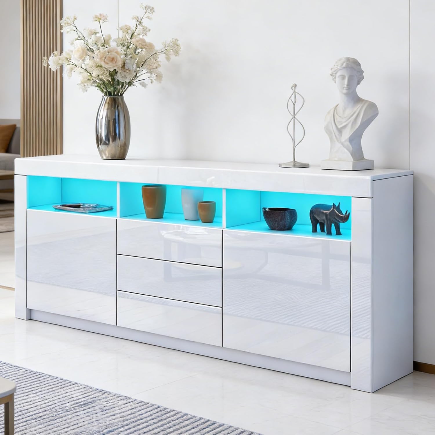 Sideboard, ABMESSUNGEN(LxBxH): 160 × 35 × 72 cm, LED-Beleuchtung, Stauraum