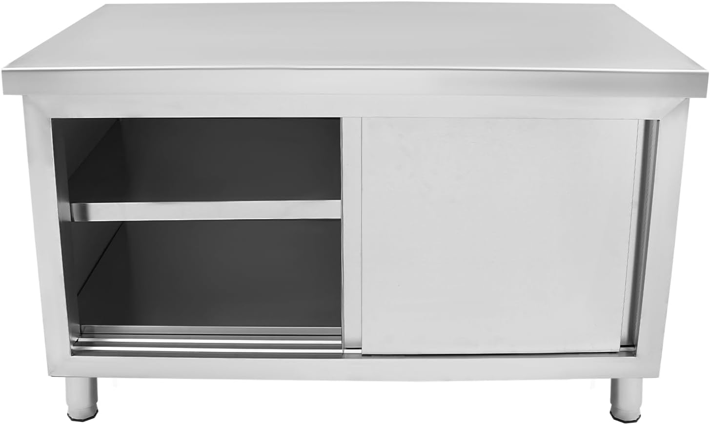 Arbeitsschrank mit Schiebetüren, 120 × 50 × 86 cm, Edelstahl Arbeitstisch, Freistehend Edelstahlschrank, Edelstahltisch für Küche