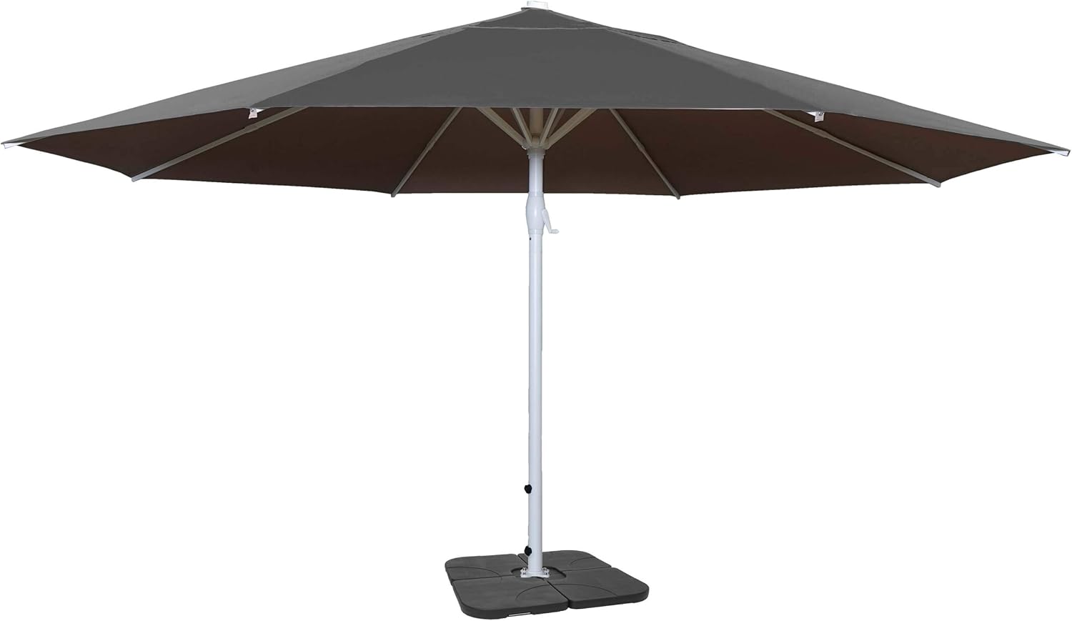 Mendler Sonnenschirm, Ø 5m Polyester/Alu Mast weiß 28 kg mit Ständer, 100 kg benötigt