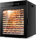 Kwasyo Dörrautomat Edelstahl Tisch, 900 W, 24 Stunden Timer, Dörrgerät 12 Etagen Ganz in Schwarz, 30-90 Temperaturregelung, LT-09