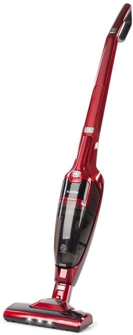 Klarstein TurboHybrid Zyklon Staubsauger, Staubsauger Kabellos für 50min Betriebsdauer (2 Saugstufen, Li-Ion) metallic-rot