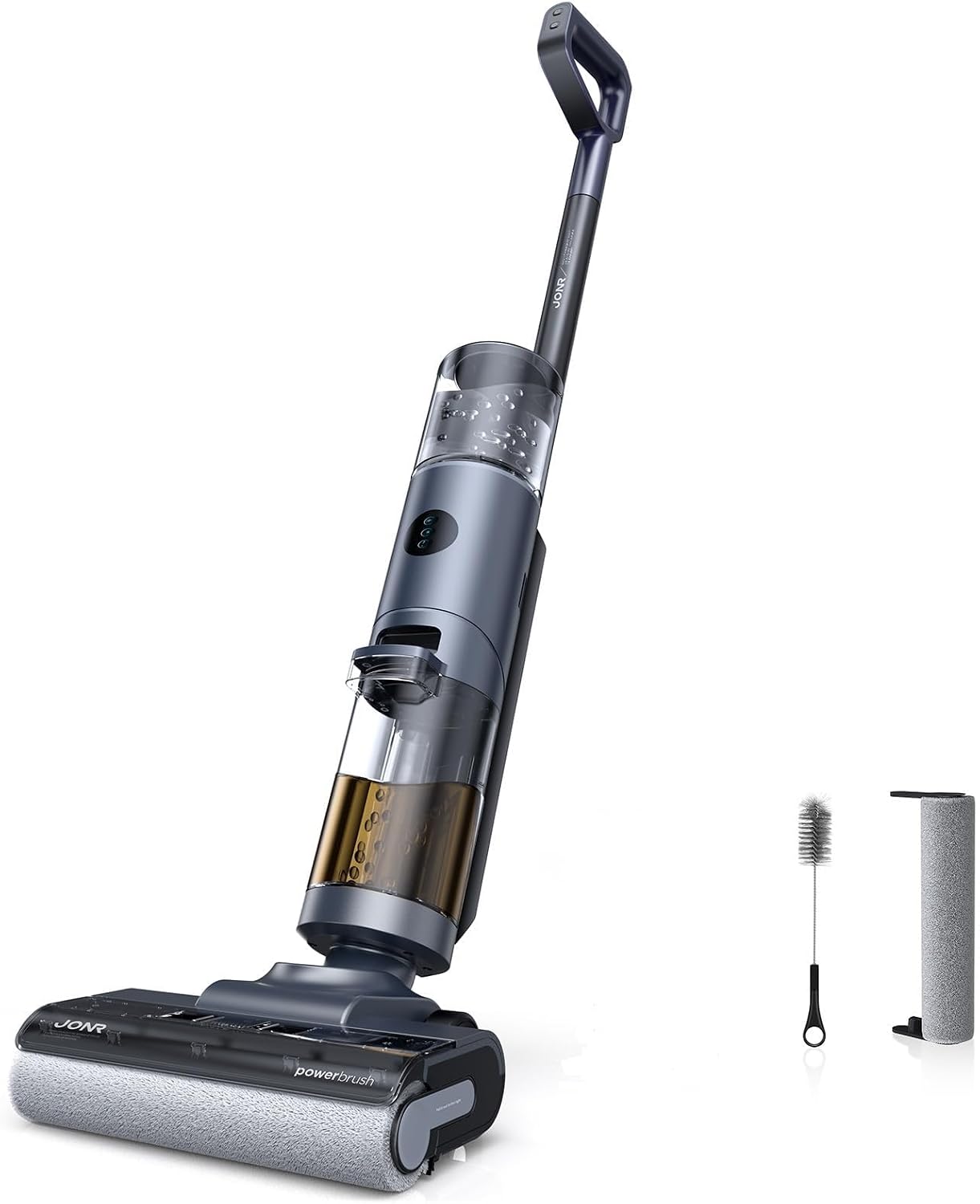 JONR ED12 Pro kabelloser Nass-Trockensauger für Hartböden, 850-ml-Tank, Dreikantenreinigung, 70- C-Selbstreinigung, Heißlufttrocknung