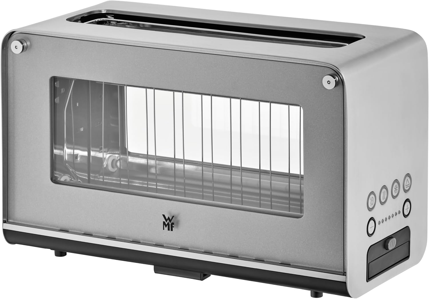 WMF Lono Toaster Glas mit Brötchenaufsatz Tisch, 2,6 cm dick) und Sandwich-Toasts, edelstahl matt, 7 Bräunungsstufen, 1300 Watt