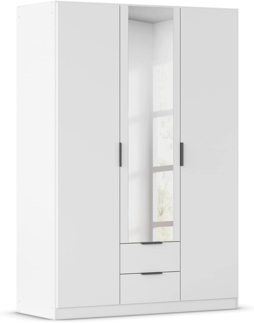 Rauch Möbel Lagoa, Kleiderschrank, Breite 136 cm, Stauraum, Jugendzimmer 3-türig mit Spiegel, 2 Schubladen, Farbe Weiß