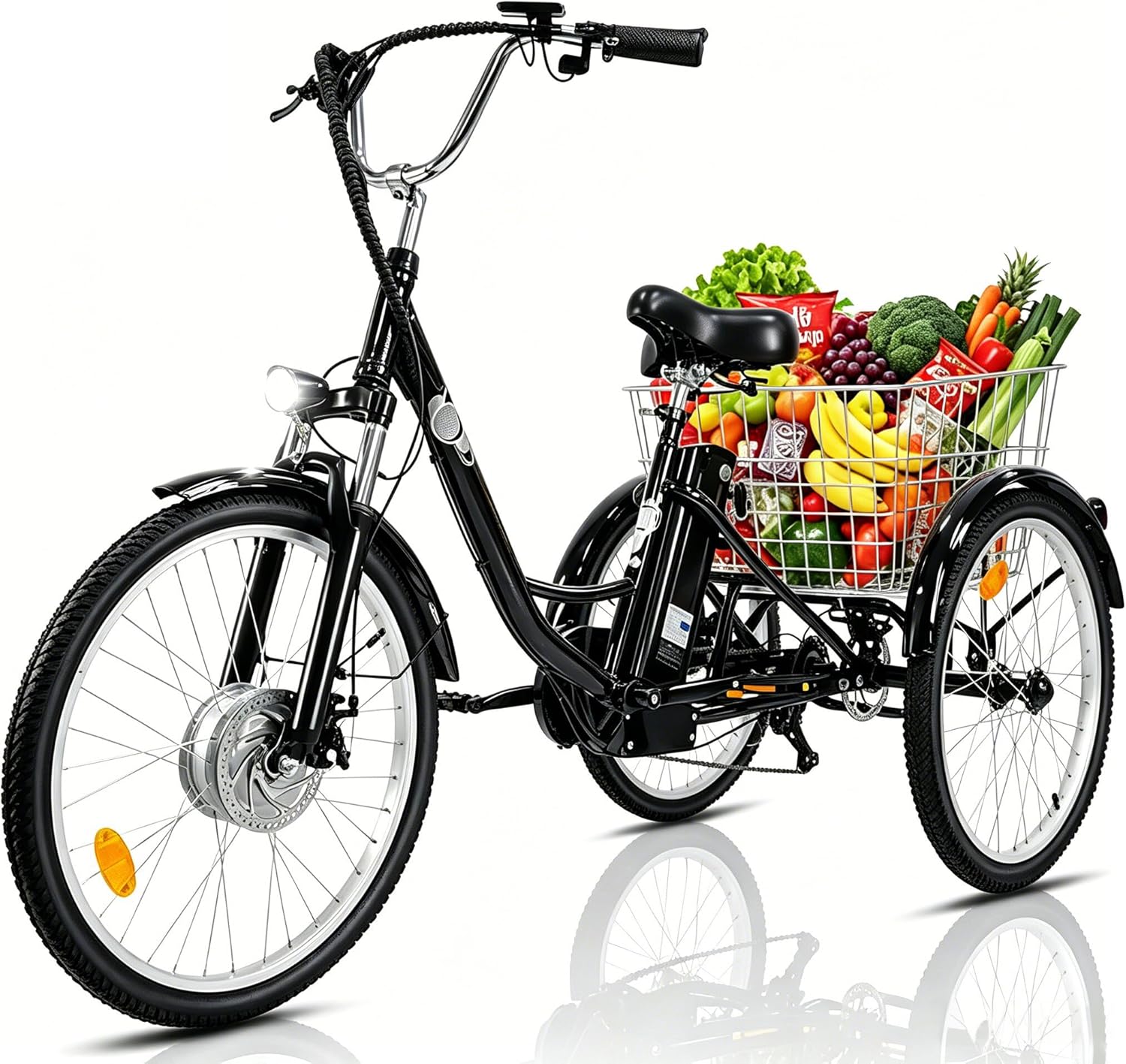 E Bike Dreirad für Erwachsene 24 Zoll Elektro Dreirad Fahrrad, Display