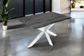 SAM Esstisch, 120 × 80 cm, Holz-Optik in Grau, Spider-Gestell Metall weiß, 40 mm Tischplatte mit Baumkante
