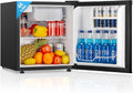 FOHERE Mini-Kühlschrank für Büro, Hotel und kleine Wohnung, 46 l, 7 Kühlstufen, 4-l-Schnellkühlzone, Türanschlag wechselbar, Schwarz