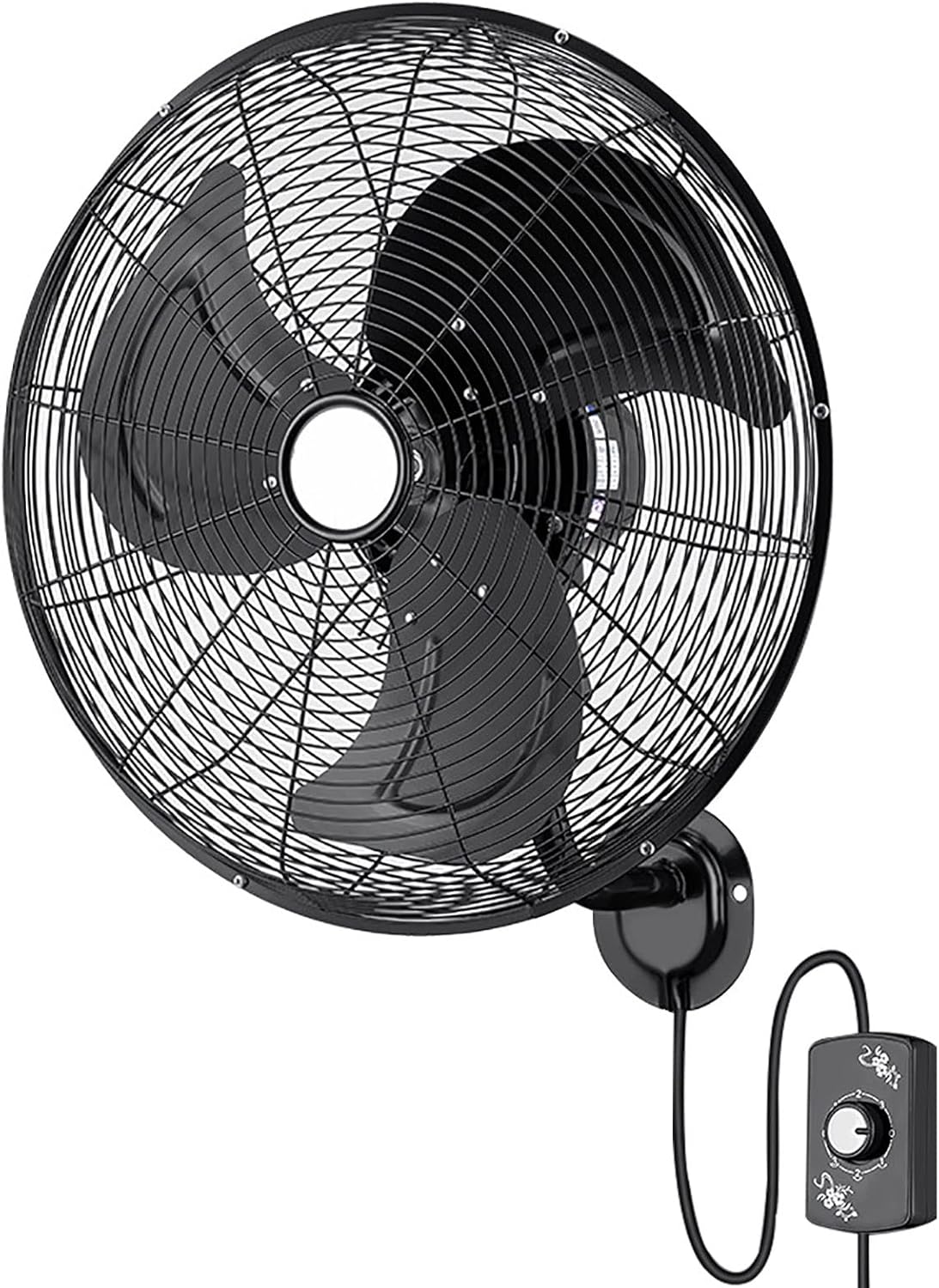 Industrieller Wandventilator, Fernbedienung, Oszillation, 120 Oszillierend, 3 Geschwindigkeitsstufen, Metall, Neigungsverstellbar