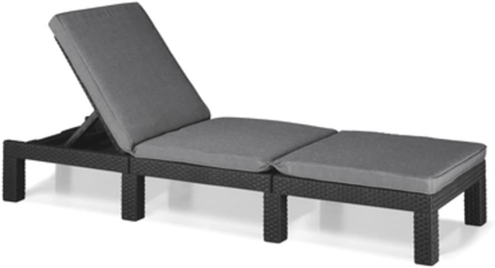 Allibert by Keter Daytona Deluxe Sonnenliege für Garten Pool, 195 × 65 × 25,5 cm, Abmessungen (LxBxH): 195 × 65 × 25 cm, flache Rattanoptik