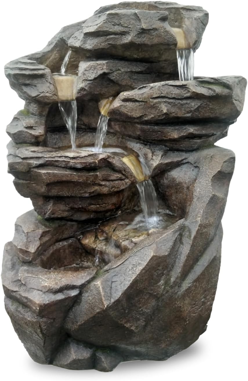 XL Gartenbrunnen Wasserfall Niagara Tisch, H 70 cm, LED-Beleuchtung, H71, wetterbeständig
